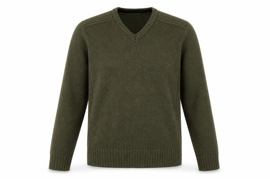 Fabric8 Men's Green V-Neck Knit Pullover Jumper Size M