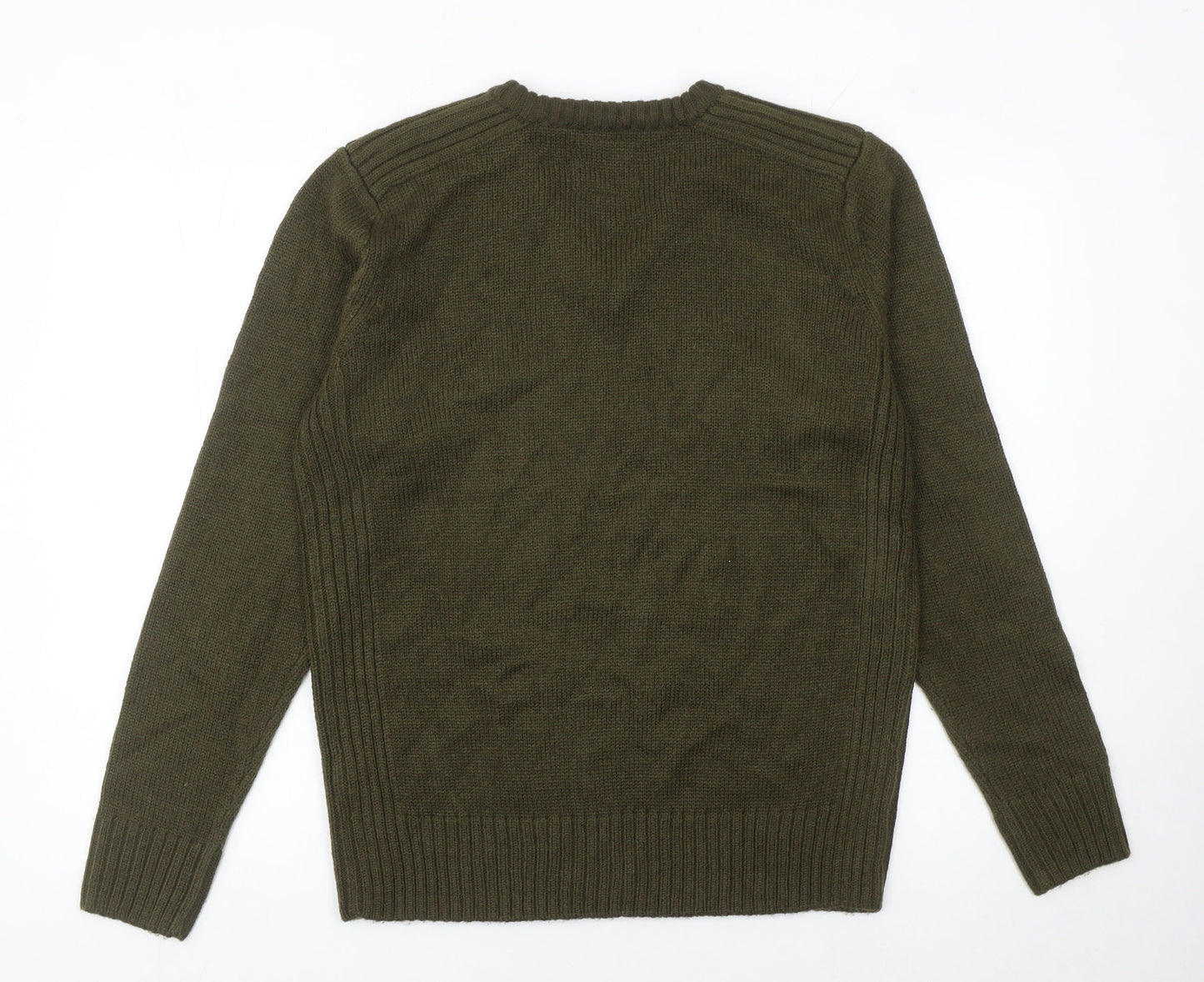 Fabric8 Men's Green V-Neck Knit Pullover Jumper Size M
