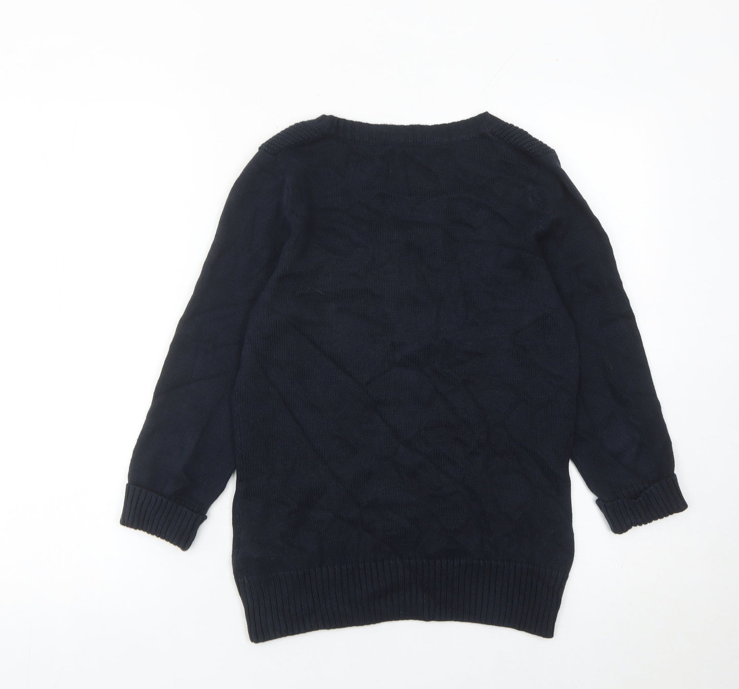 Marks and Spencer Womens Black Cotton V-Neck Jumper Size 12