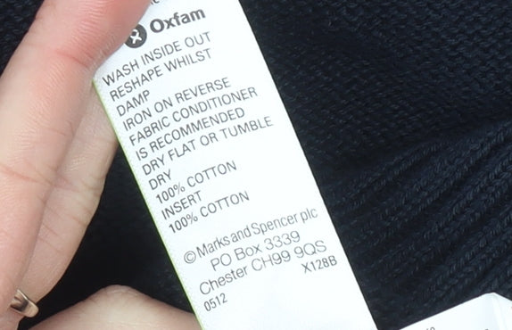 Marks and Spencer Womens Black Cotton V-Neck Jumper Size 12