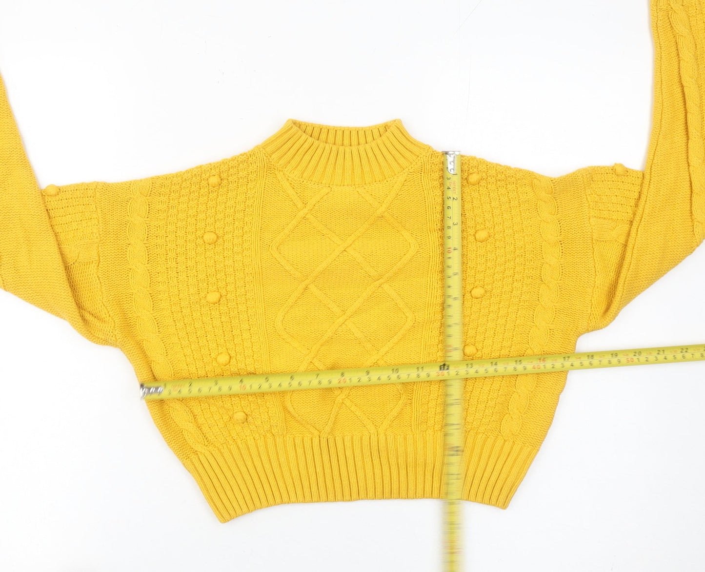 Matalan Girls Yellow Cable Knit Pullover Jumper Age 12 Years Mock Neck