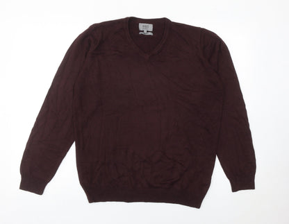 Marks and Spencer Men’s Brown V-Neck Jumper Size L Acrylic Knit