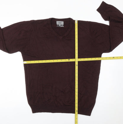 Marks and Spencer Men’s Brown V-Neck Jumper Size L Acrylic Knit