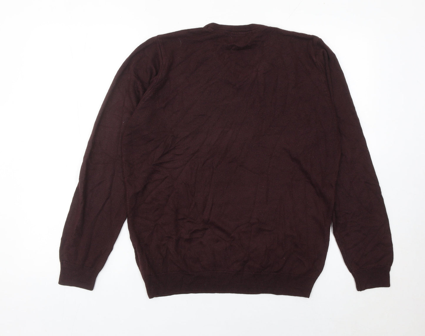 Marks and Spencer Men’s Brown V-Neck Jumper Size L Acrylic Knit