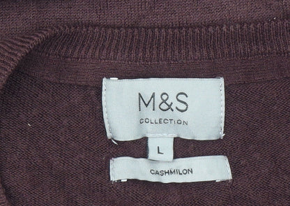 Marks and Spencer Men’s Brown V-Neck Jumper Size L Acrylic Knit