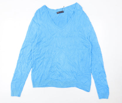 Marks and Spencer Women’s Blue V-Neck Acrylic Jumper L