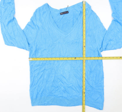 Marks and Spencer Women’s Blue V-Neck Acrylic Jumper L