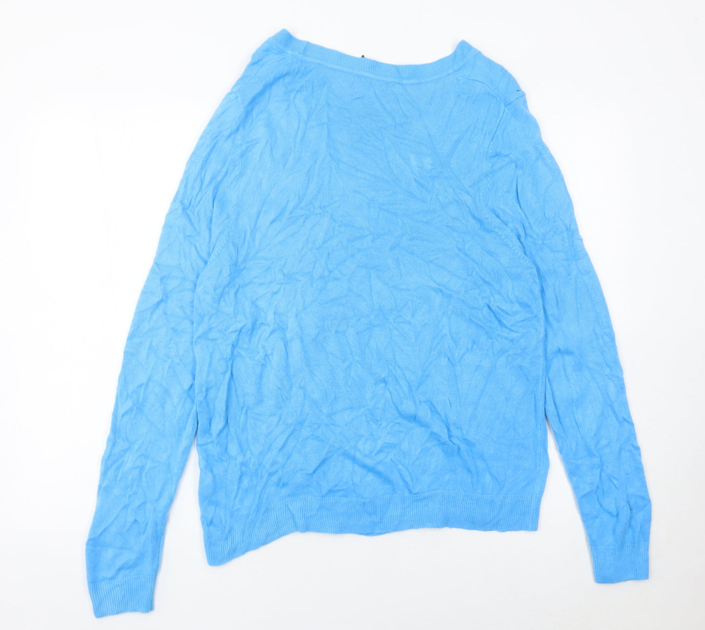 Marks and Spencer Women’s Blue V-Neck Acrylic Jumper L