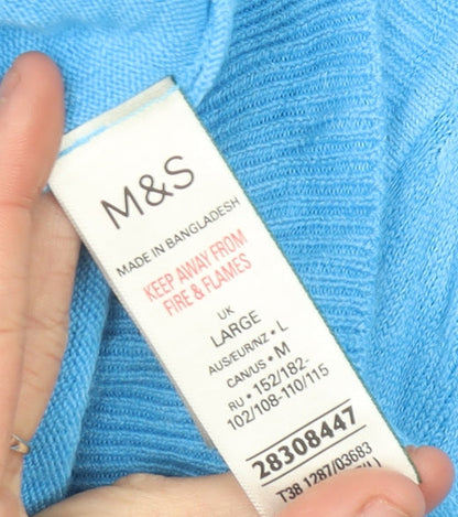 Marks and Spencer Women’s Blue V-Neck Acrylic Jumper L