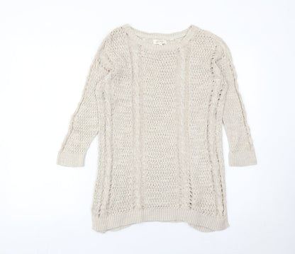 Womens UK Size 10 Fat Face Beige Pullover Jumper