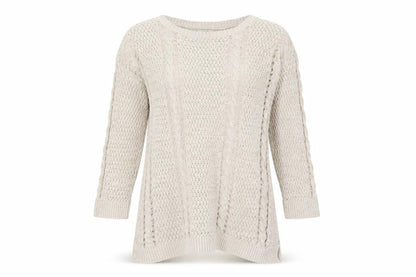 FatFace Womens Beige Size 10 Crew Neck Open-Knit Jumper