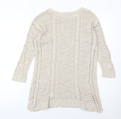 Womens UK Size 10 Fat Face Beige Pullover Jumper