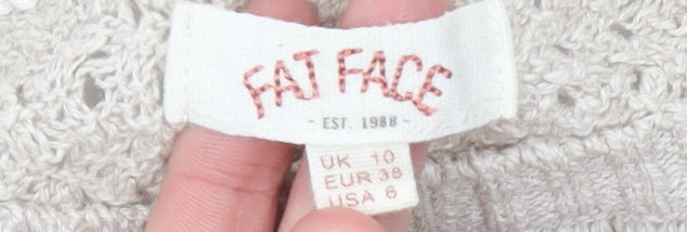 Womens UK Size 10 Fat Face Beige Pullover Jumper