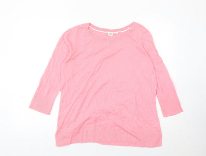 GAP Women’s Pink Cotton Pullover Jumper Size L Crew Neck 3/4 Sleeve