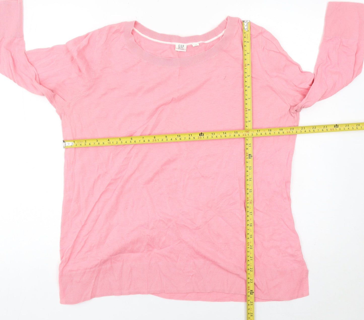 GAP Women’s Pink Cotton Pullover Jumper Size L Crew Neck 3/4 Sleeve