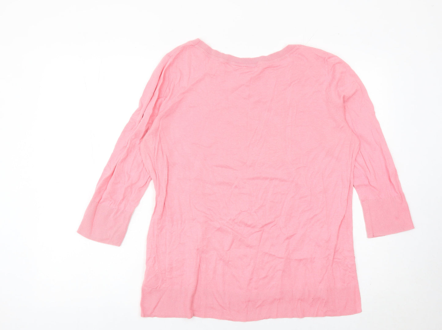 GAP Women’s Pink Cotton Pullover Jumper Size L Crew Neck 3/4 Sleeve