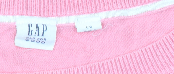 GAP Women’s Pink Cotton Pullover Jumper Size L Crew Neck 3/4 Sleeve