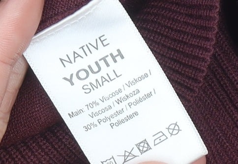 Native Youth Womens Brown Small Knit Sweatpants Viscose Blend