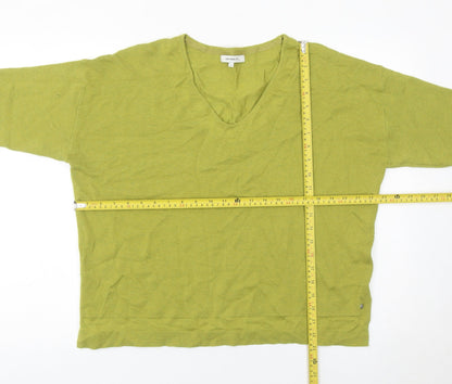 Sandwich Womens Green L Pullover Jumper V-Neck Relaxed Knit