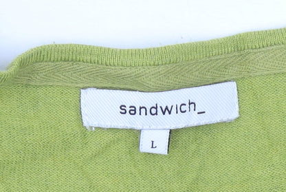 Sandwich Womens Green L Pullover Jumper V-Neck Relaxed Knit
