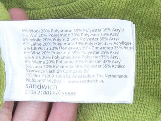 Sandwich Womens Green L Pullover Jumper V-Neck Relaxed Knit