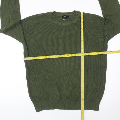 New Look Men Green Cotton Knit Jumper Crew Neck Size L