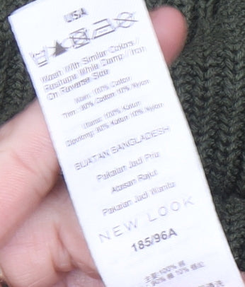 New Look Men Green Cotton Knit Jumper Crew Neck Size L