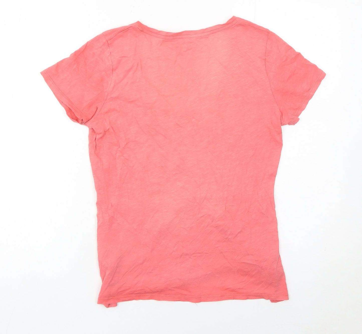 Boden Womens Pink Cotton V-Neck Short Sleeve T-Shirt Size 10