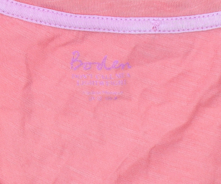 Boden Womens Pink Cotton V-Neck Short Sleeve T-Shirt Size 10