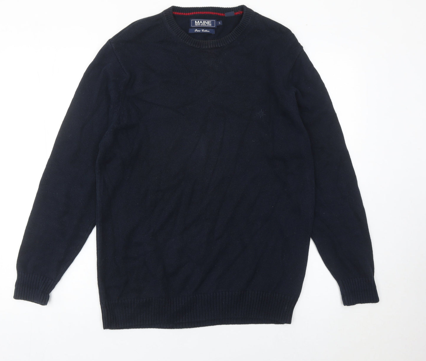 Maine New England Men's Black Cotton Jumper Size S Crew Neck