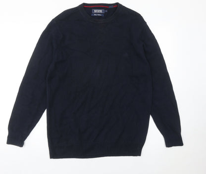 Maine New England Men's Black Cotton Jumper Size S Crew Neck