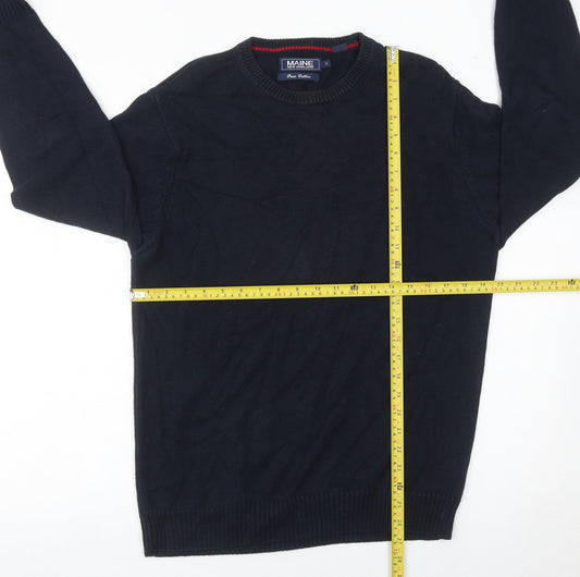 Maine New England Men's Black Cotton Jumper Size S Crew Neck
