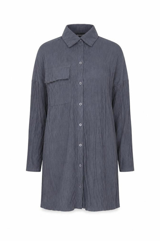 PrettyLittleThing Women’s Grey Shirt Dress UK 8 Long Sleeve Polyester