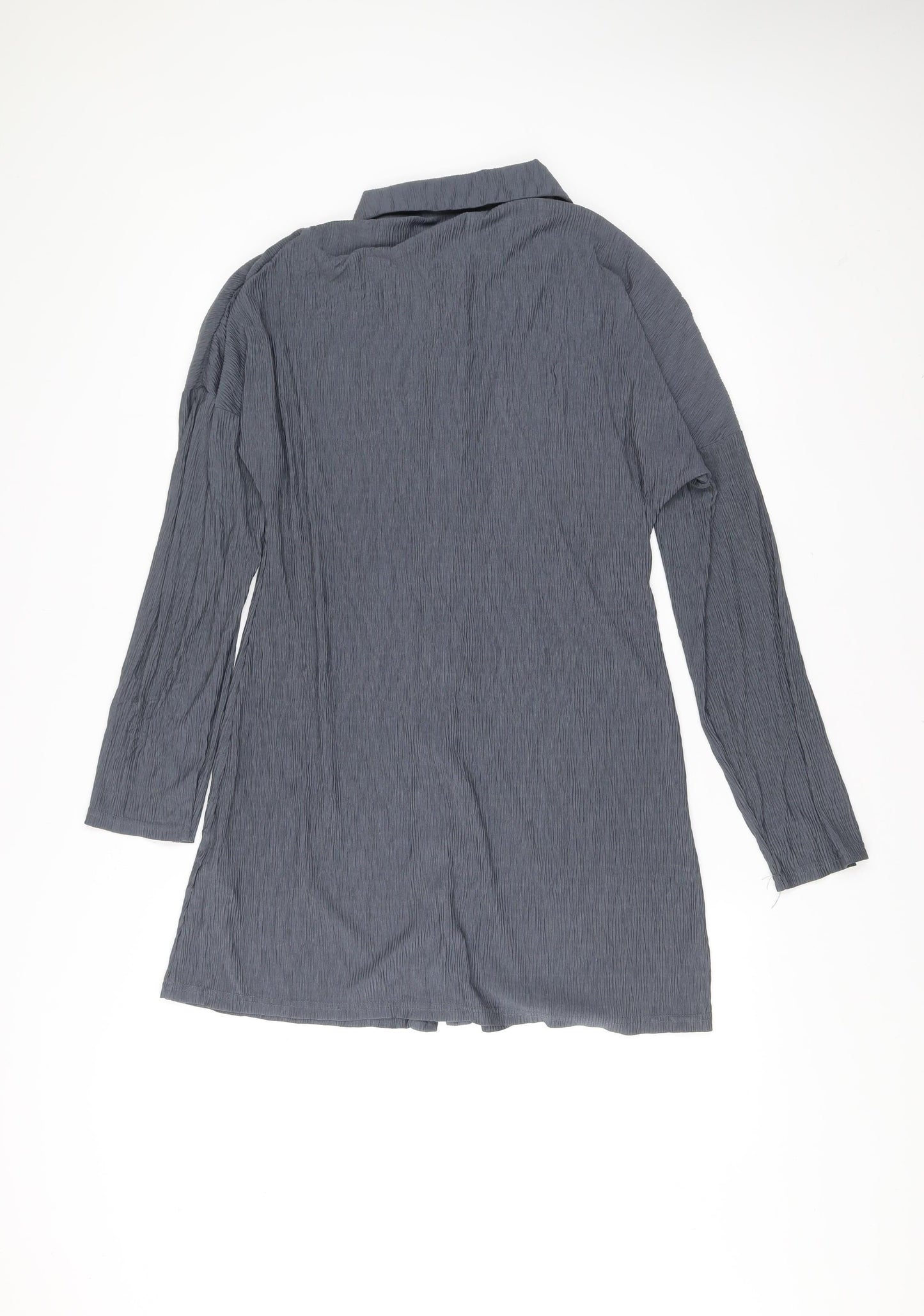 PrettyLittleThing Women’s Grey Shirt Dress UK 8 Long Sleeve Polyester
