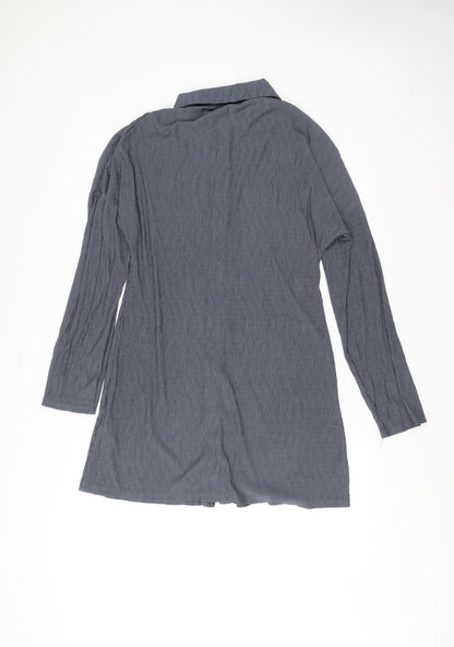 PrettyLittleThing Women’s Grey Shirt Dress UK 8 Long Sleeve Polyester