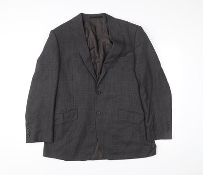 Marks and Spencer Mens Grey Wool Blazer Jacket 40 Chest Medium