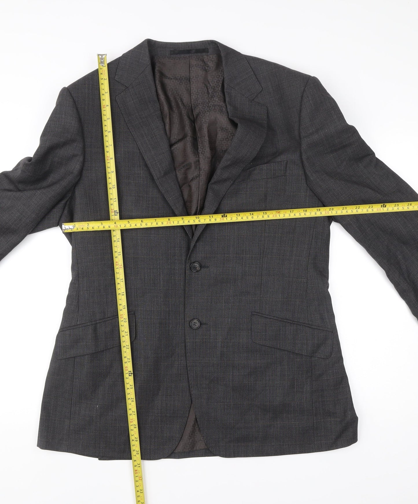 Marks and Spencer Mens Grey Wool Blazer Jacket 40 Chest Medium