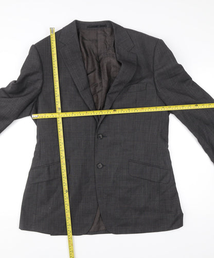 Marks and Spencer Mens Grey Wool Blazer Jacket 40 Chest Medium