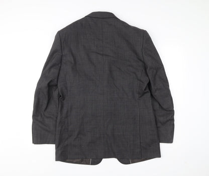 Marks and Spencer Mens Grey Wool Blazer Jacket 40 Chest Medium