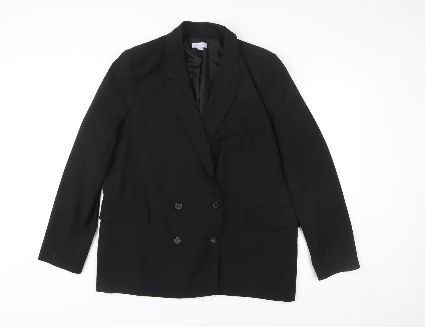 Topshop Women’s Black Double Breasted Blazer Jacket UK 12 Workwear