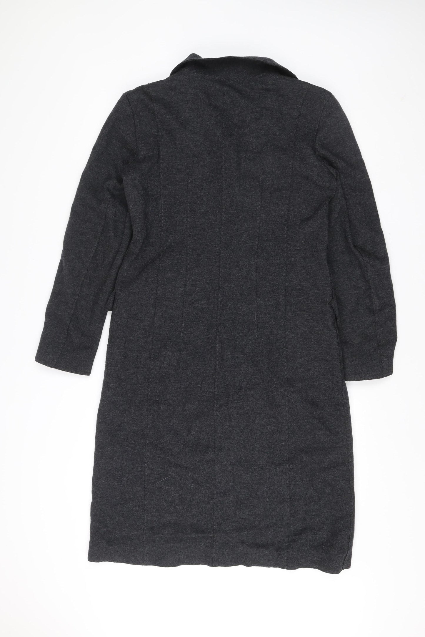 Zara Grey Long Overcoat Unisex Adults Size 38 Buttoned