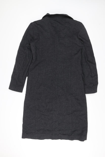 Zara Grey Long Overcoat Unisex Adults Size 38 Buttoned
