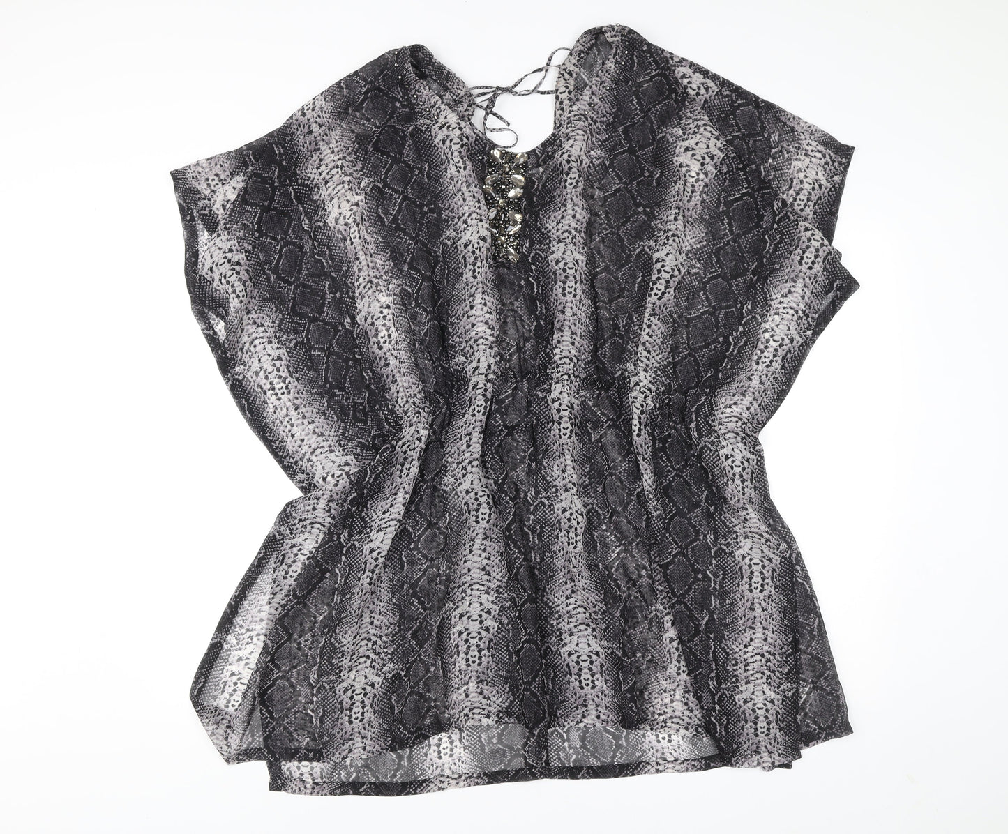 Marks and Spencer Autograph Women Black L Kaftan Short Animal Print Dress