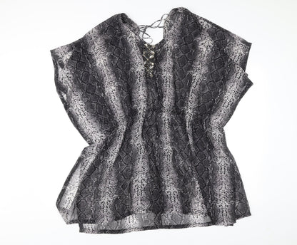 Marks and Spencer Autograph Women Black L Kaftan Short Animal Print Dress