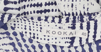 Kookai Women’s Blue Geometric Wrap Dress Size 12 Short Sleeve