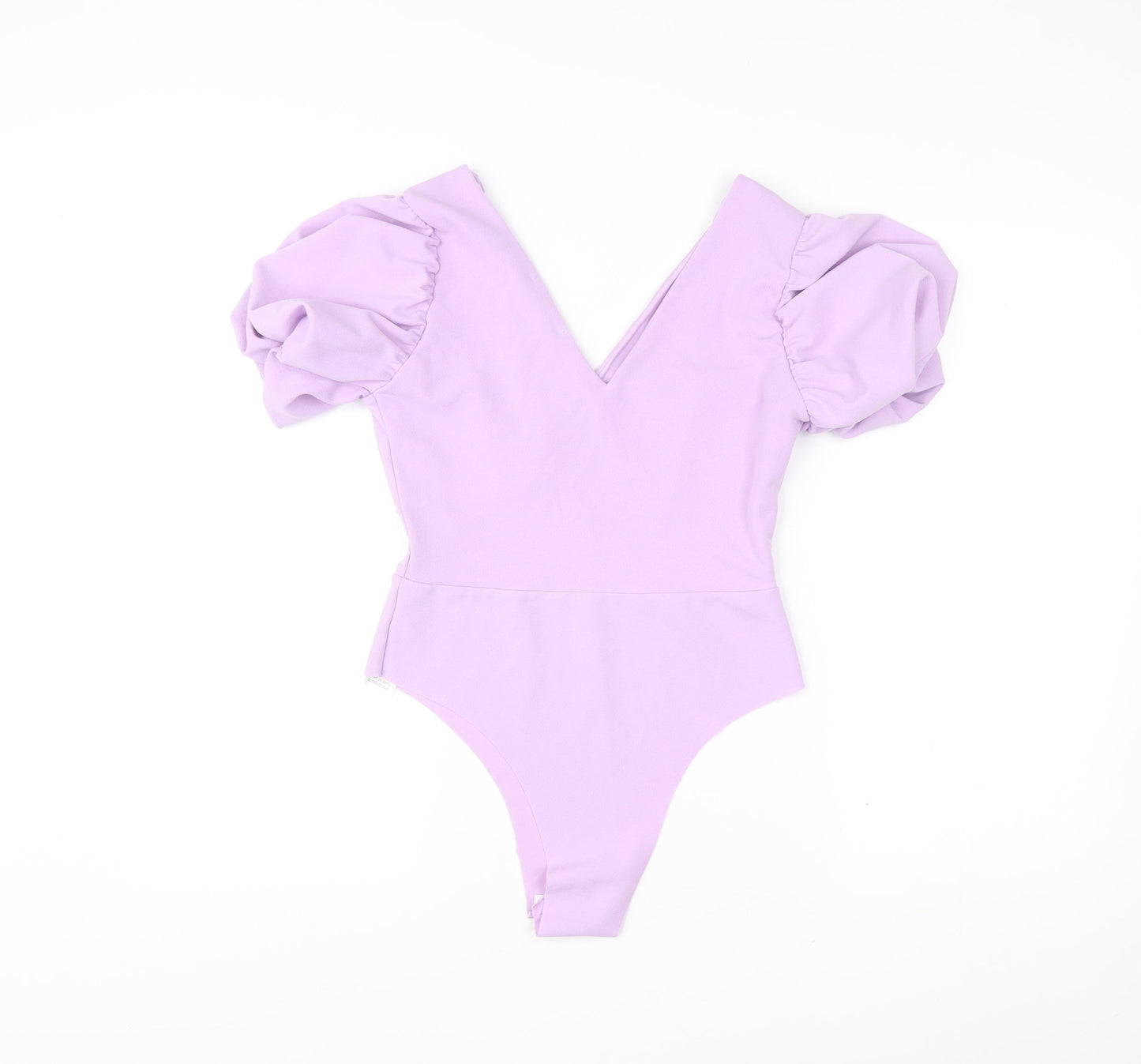Quiz Women’s Purple Puff Sleeve V-Neck Bodysuit Blouse Size 10