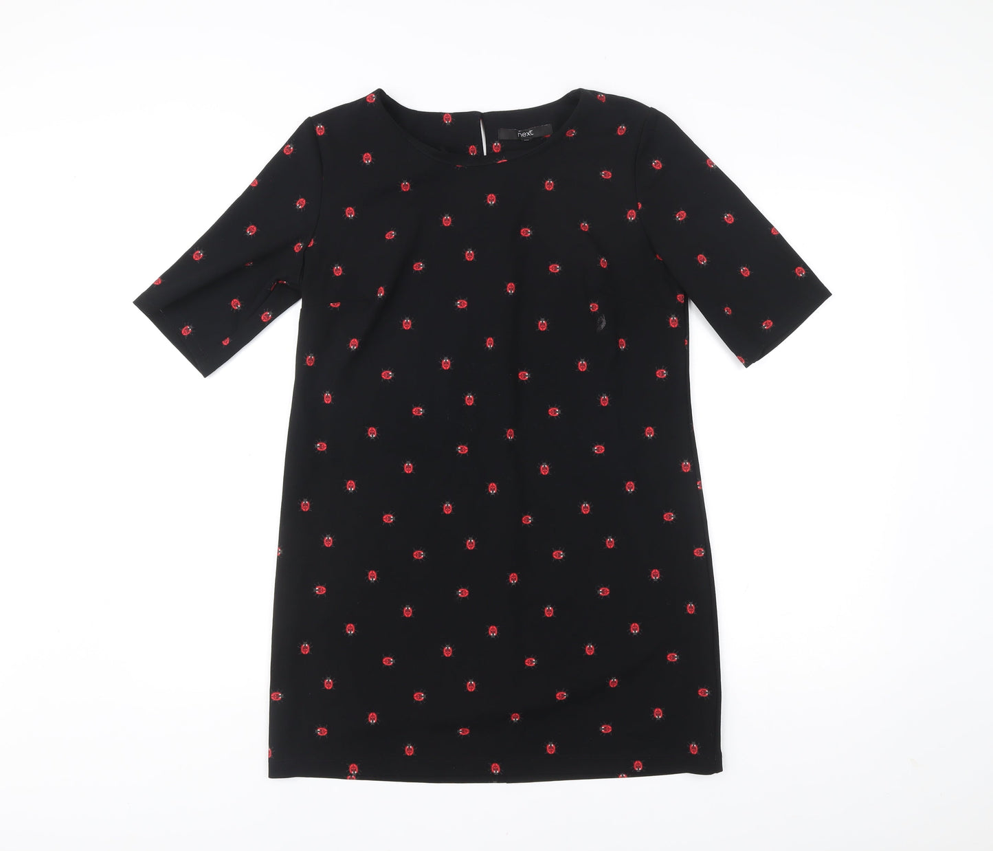 Next Women’s Black Ladybird Print Shift Dress Size 12 Half Sleeve