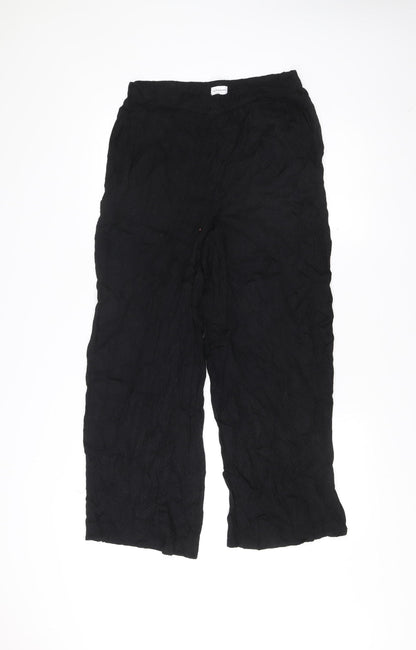 Superdry Womens Black Size 8 Cropped Wide-Leg Viscose Trousers
