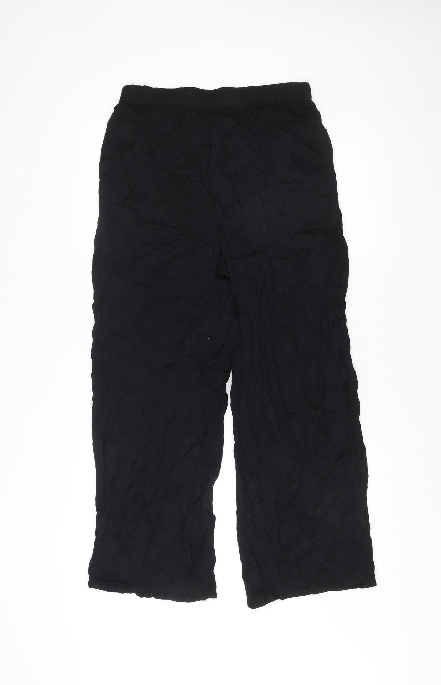 Superdry Womens Black Size 8 Cropped Wide-Leg Viscose Trousers