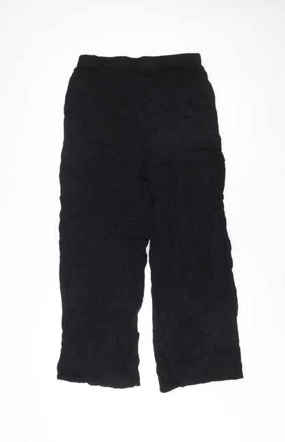 Superdry Womens Black Size 8 Cropped Wide-Leg Viscose Trousers